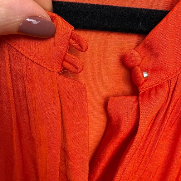 Vince Camuto Blouse Womens Large Orange Button Front Flowy Romantic Dressy - Picture 6 of 8